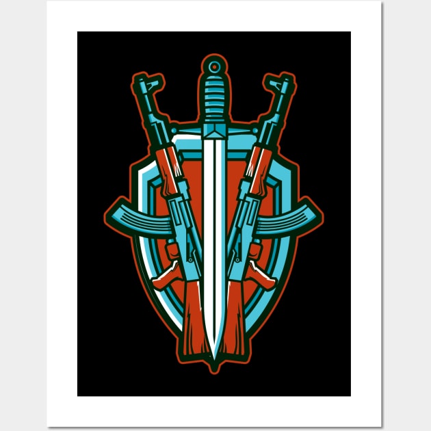 AK 47 and Sword Wall Art by Aim For The Face